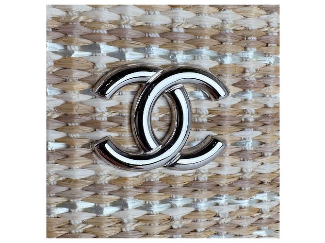 Bolsa Chanel em ráfia e couro Light Beige Bege - vista 10