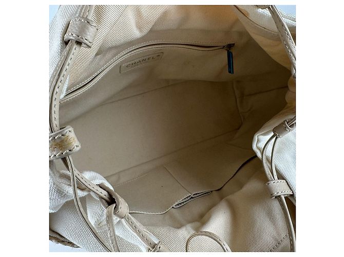 Bolsa Chanel em ráfia e couro Light Beige Bege - vista 11