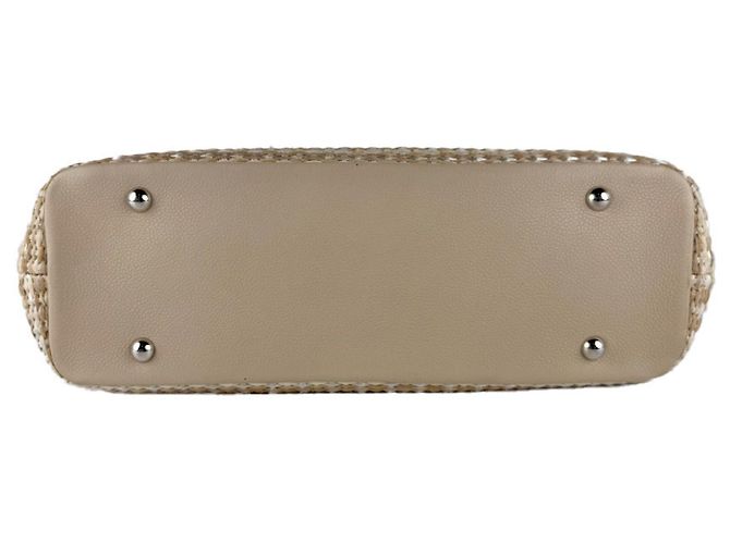 Bolsa Chanel em ráfia e couro Light Beige Bege - vista 4