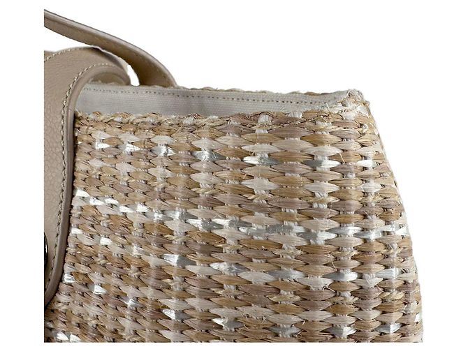 Bolsa Chanel em ráfia e couro Light Beige Bege - vista 5