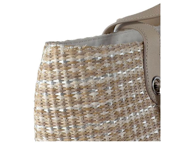 Bolsa Chanel em ráfia e couro Light Beige Bege - vista 6