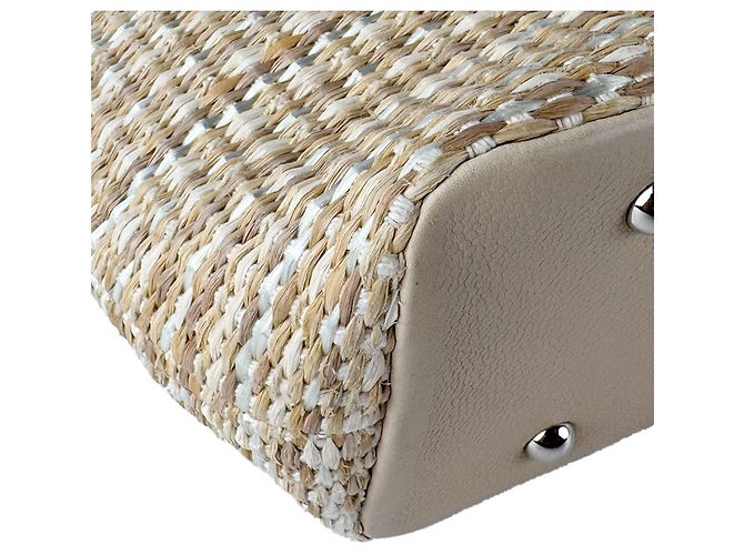 Bolsa Chanel em ráfia e couro Light Beige Bege - vista 8