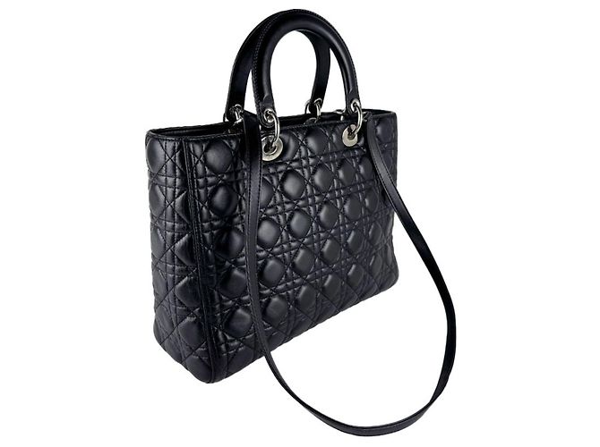 Borsa a mano in pelle nera Christian Dior Nero - vista 11
