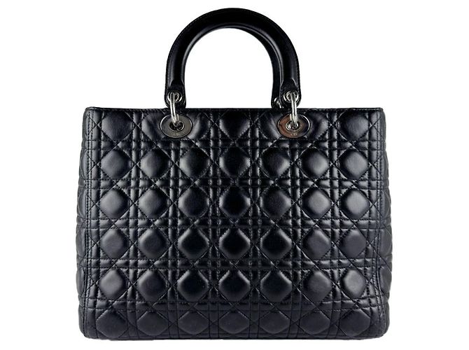 Borsa a mano in pelle nera Christian Dior Nero - vista 3