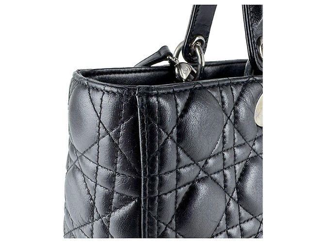 Borsa a mano in pelle nera Christian Dior Nero - vista 6