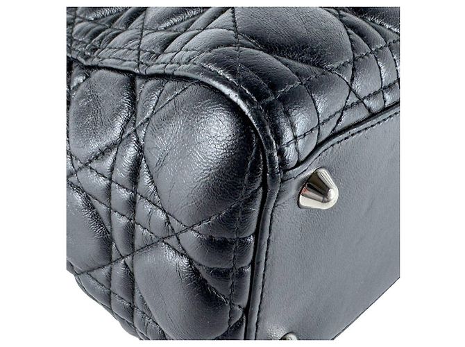 Borsa a mano in pelle nera Christian Dior Nero - vista 8