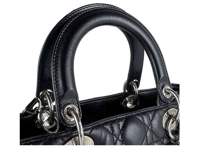 Borsa a mano in pelle nera Christian Dior Nero - vista 9