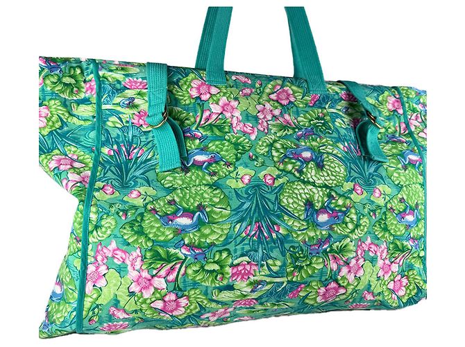 Hermès Bolso Tote Hermes de lona verde - vista 10