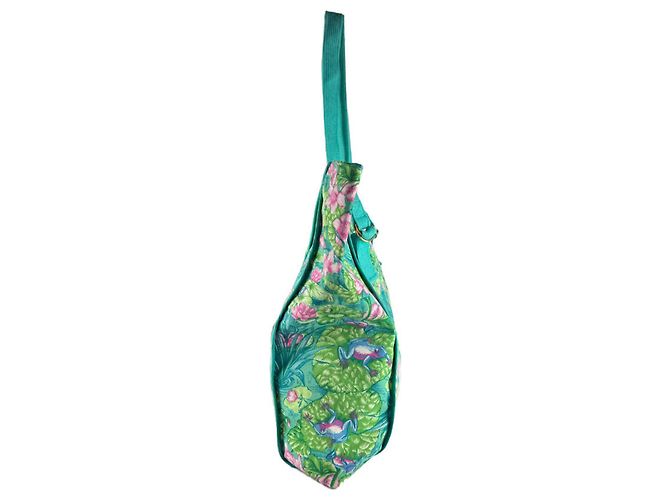 Hermès Bolso Tote Hermes de lona verde - vista 2