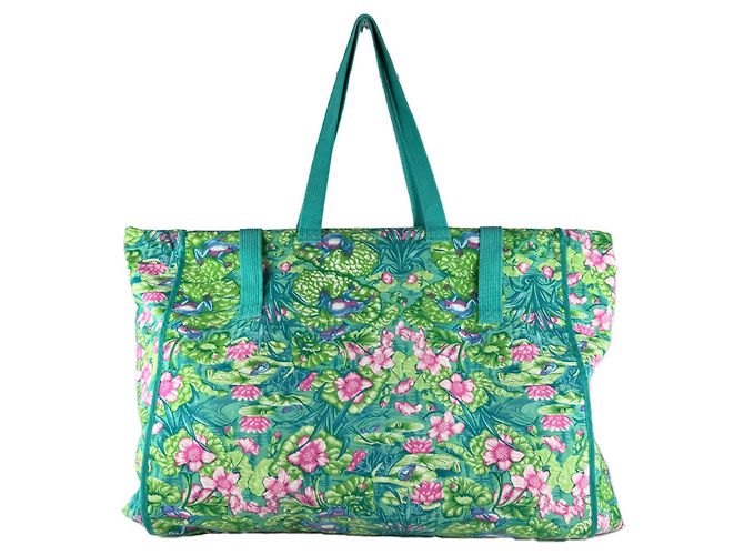 Hermès Bolso Tote Hermes de lona verde - vista 3