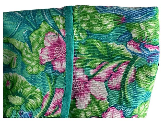 Hermès Bolso Tote Hermes de lona verde - vista 5