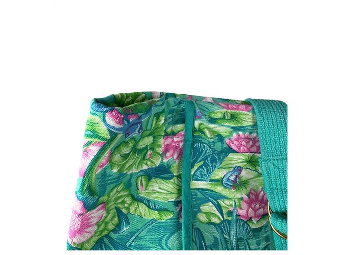 Hermès Bolso Tote Hermes de lona verde - vista 6