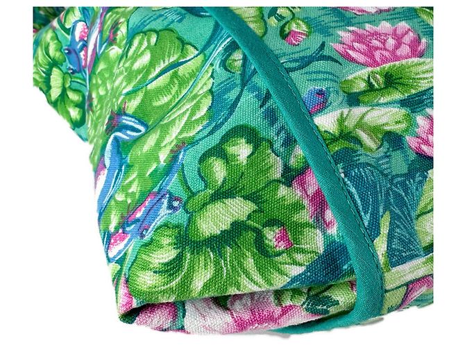 Hermès Bolso Tote Hermes de lona verde - vista 8
