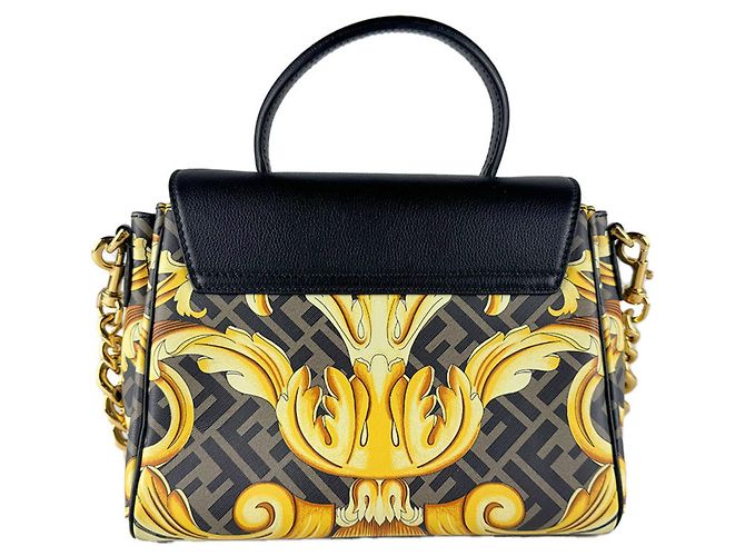 Handtasche/Schultertasche Versace Braun Schwarz Golden - Ansicht 3