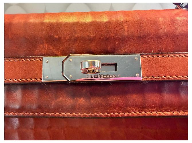 Hermès Kelly 32 Sellier borsa a mano pelle Waffle Marrone - vista 11