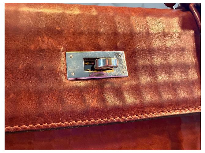 Hermès Kelly 32 Sellier borsa a mano pelle Waffle Marrone - vista 14