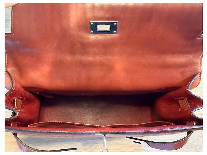 Hermès Kelly 32 Sellier borsa a mano pelle Waffle Marrone - vista 17