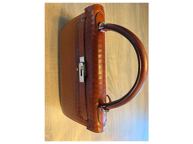 Hermès Kelly 32 Sellier borsa a mano pelle Waffle Marrone - vista 20