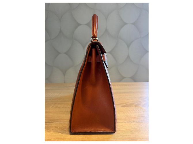 Hermès Kelly 32 Sellier borsa a mano pelle Waffle Marrone - vista 6
