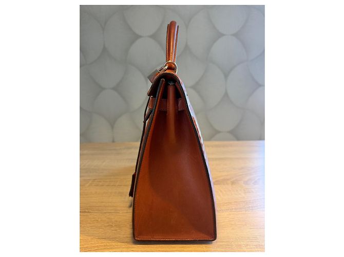 Hermès Kelly 32 Sellier borsa a mano pelle Waffle Marrone - vista 7