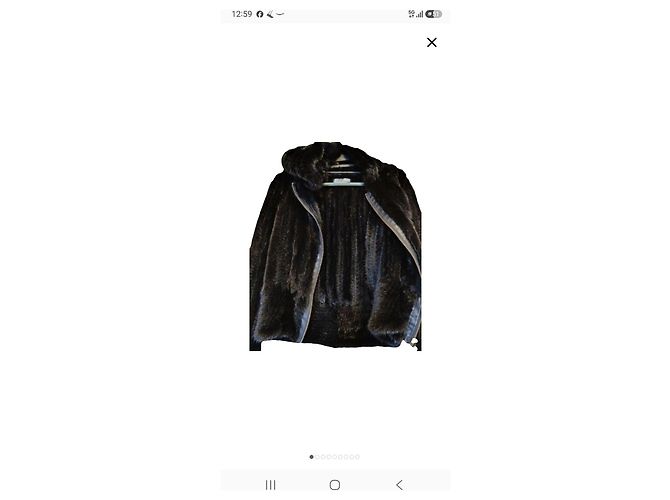 Autre Marque Schwarze Strick-Nerzjacke mit Kapuze - Ansicht 2