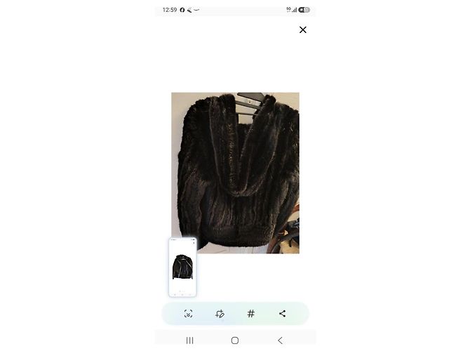 Autre Marque Schwarze Strick-Nerzjacke mit Kapuze - Ansicht 3