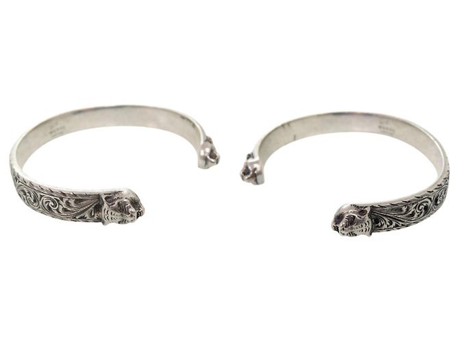 Bracciale rigido Gucci Interlocking G Lion Head in argento - vista 4