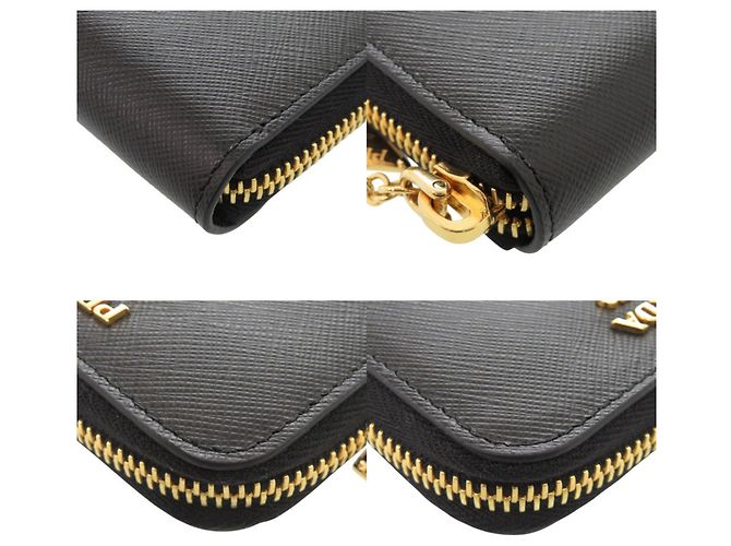 Prada Saffiano Triangle Logo Black Coin Purse - view 4