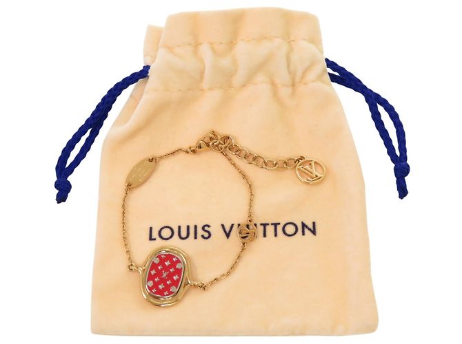 Bracelete Lady Lucky Charm Louis Vuitton Vermelho Dourado - vista 2