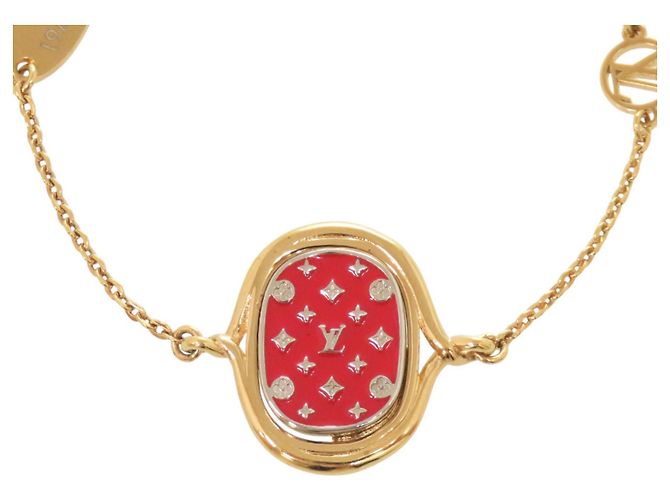 Bracelete Lady Lucky Charm Louis Vuitton Vermelho Dourado - vista 4
