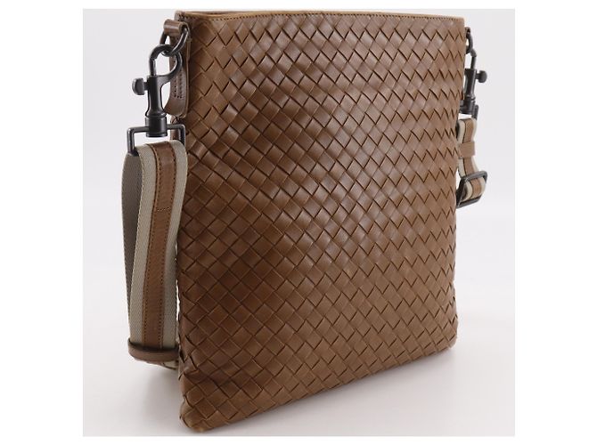 Borsa a tracolla Bottega Veneta Intrecciato Marrone - vista 3