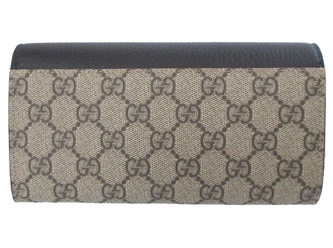 Gucci GG Supreme Leder Bi-fold Langbrieftasche Schwarz Beige - Ansicht 3