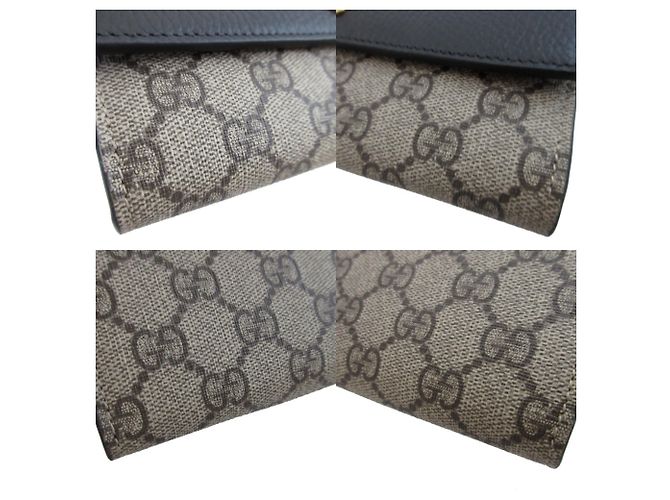Gucci GG Supreme Leder Bi-fold Langbrieftasche Schwarz Beige - Ansicht 8