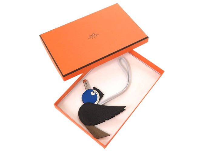 Hermès Hermes Birdy Taschenanhänger Schwarz Blau - Ansicht 2