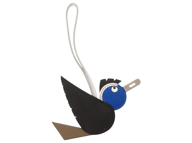 Hermès Hermes Birdy Taschenanhänger Schwarz Blau - Ansicht 3