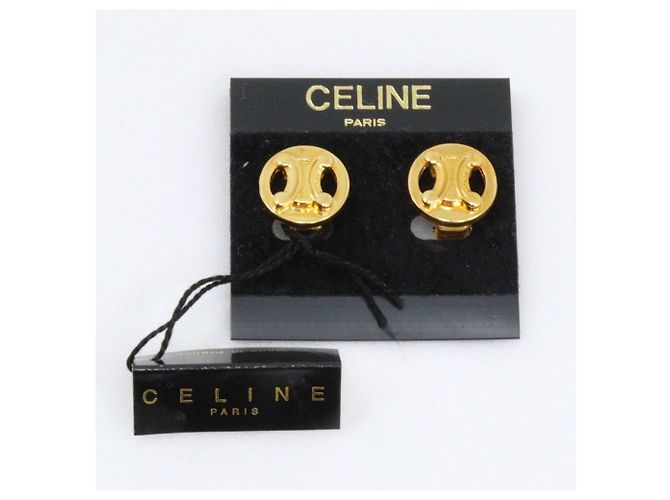 Céline Celine Triomphe vergoldete Clip-Ohrringe Golden - Ansicht 8