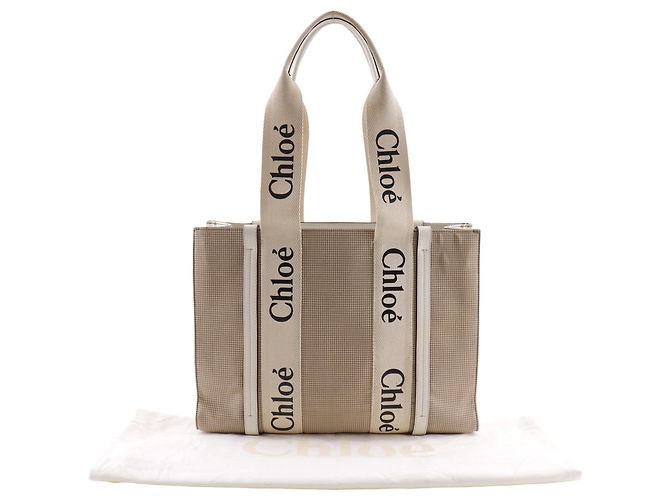 Chloé Chloe Woody Medium Tote Bag Beige - Ansicht 15