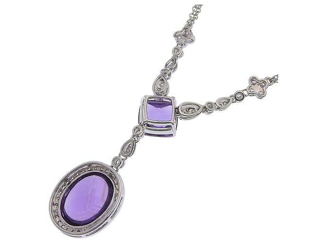 Autre Marque Collana in oro rosa 18K, ametista e diamanti - vista 3