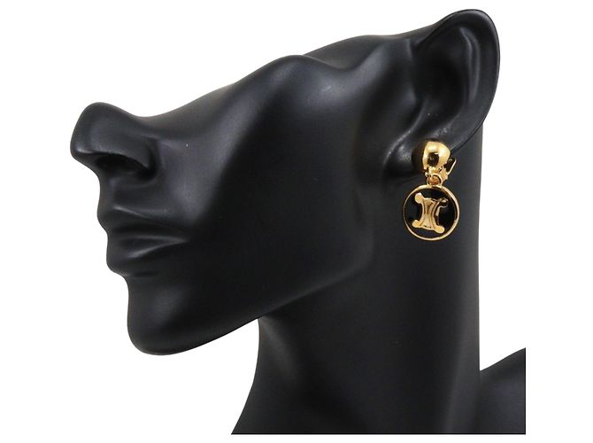 Céline Pendientes de clip Celine Triomphe chapados en oro Dorado - vista 2