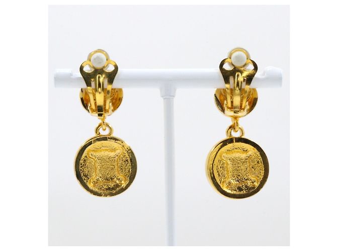 Céline Pendientes de clip Celine Triomphe chapados en oro Dorado - vista 3