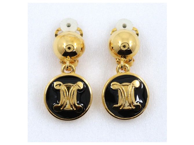 Céline Pendientes de clip Celine Triomphe chapados en oro Dorado - vista 4