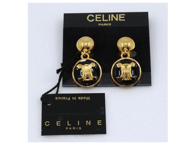 Céline Pendientes de clip Celine Triomphe chapados en oro Dorado - vista 8