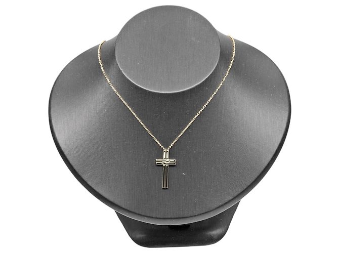 Collana Croce Cartier in Oro Giallo 18K - vista 2