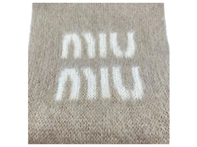 Sciarpa Miu Miu in mohair beige - vista 2