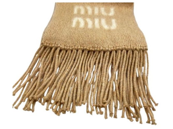 Sciarpa Miu Miu in mohair beige - vista 3