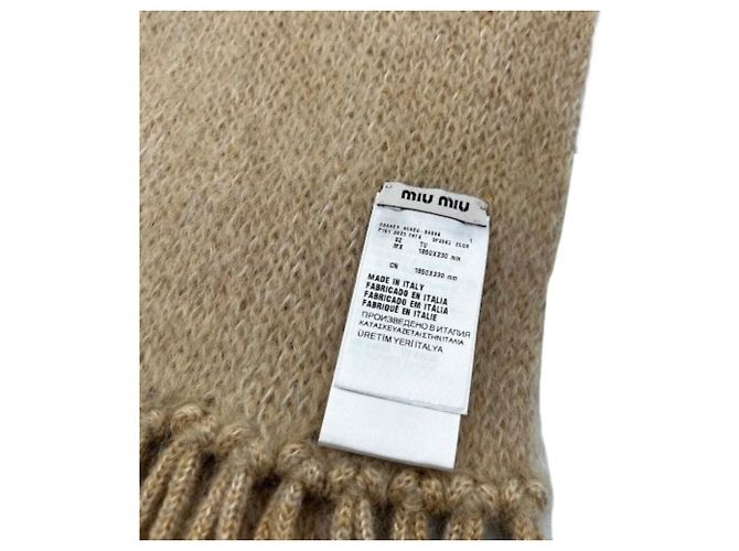 Sciarpa Miu Miu in mohair beige - vista 5