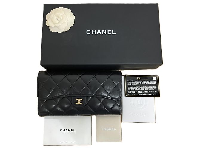 Cartera larga Chanel Matelassé de piel de cordero Negro - vista 10