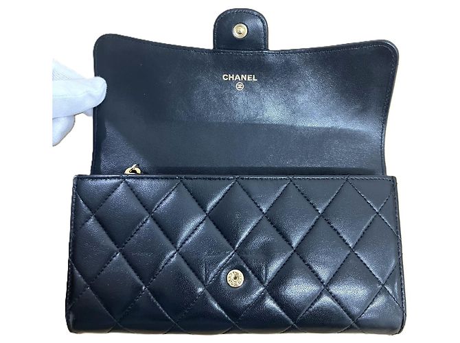 Cartera larga Chanel Matelassé de piel de cordero Negro - vista 5