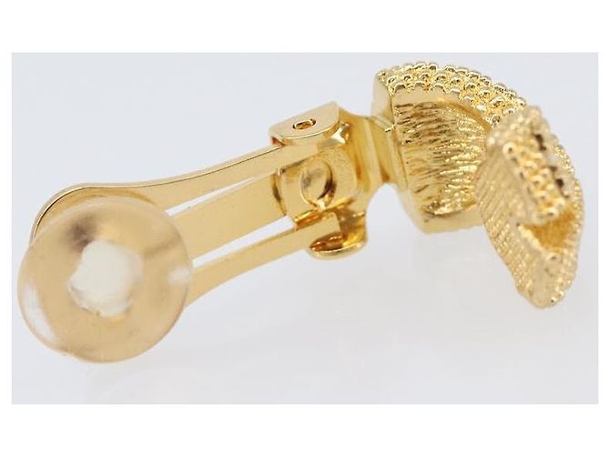 Orecchini Christian Dior metallo Gold Tone Auth SW2809 - vista 8