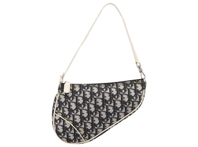 Christian Dior Trotter Saddle Accessory Pouch PVC Black White Auth 201266V - view 2